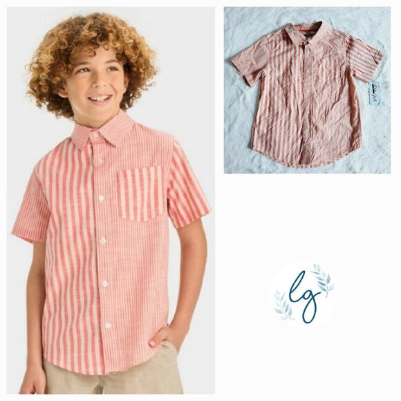Cat & Jack Other - Cat & Jack Boys' Short Sleeve Poplin Button-Down Shirt 4KIDE-U